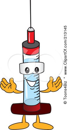 Royalty-Free (RF) Clipart Illustration of a Medical Syringe Mascot Character by Mascot Junction