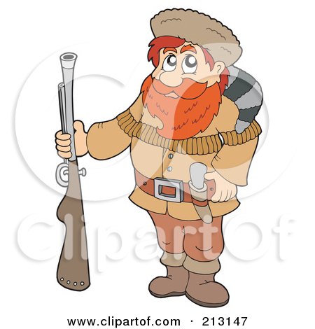 Royalty-Free (RF) Clipart Illustration of a Male Hunter Trapper Carrying A Weapon by visekart