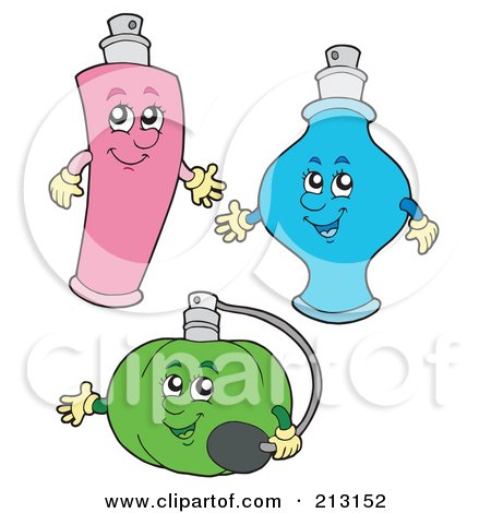 Royalty-Free (RF) Clipart Illustration of a Digital Collage Of Perfume Bottles by visekart