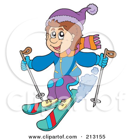 Royalty-Free (RF) Clipart Illustration of a Happy Man Skiing by visekart