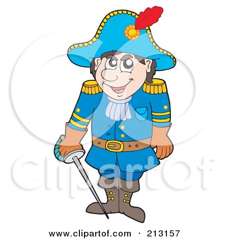 Royalty-Free (RF) Clipart Illustration of a Male Soldier In A Blue Uniform by visekart