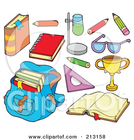 Royalty-Free (RF) Clipart Illustration of a Digital Collage Of Back To School Items by visekart