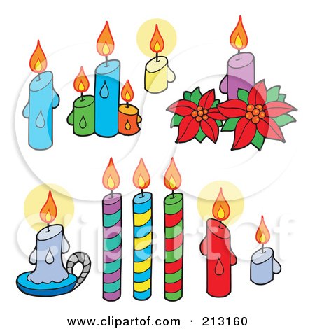 Royalty-Free (RF) Clipart Illustration of a Digital Collage Of Burning Candles by visekart