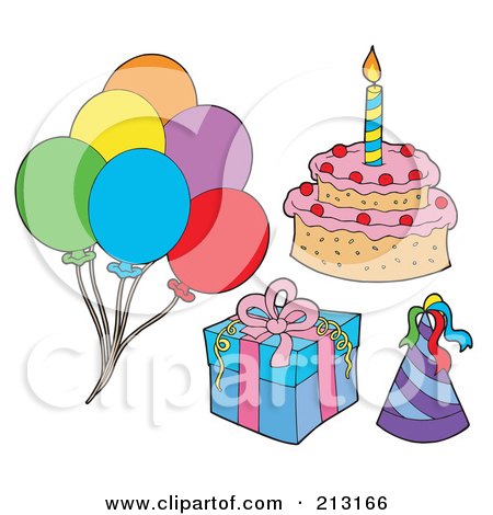 Royalty-Free (RF) Clipart Illustration of a Digital Collage Of Birthday Items - 2 by visekart