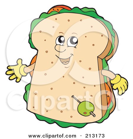 Royalty-Free (RF) Clipart Illustration of a Happy Sandwich by visekart