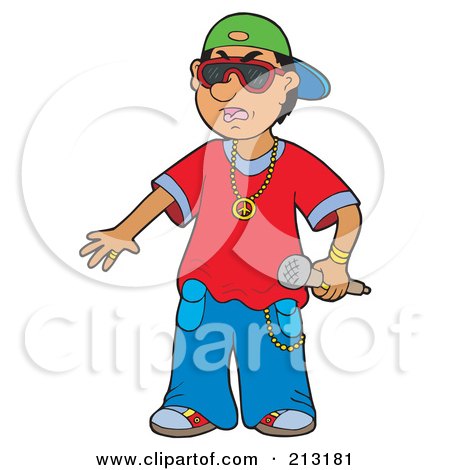 Royalty-Free (RF) Clipart Illustration of a Young Rapper Holding A Microphone by visekart
