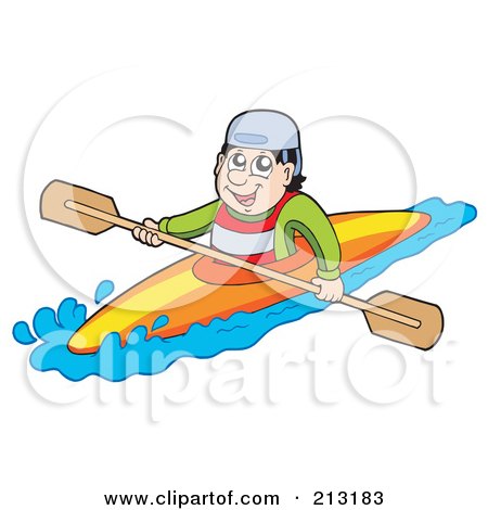 Royalty-Free (RF) Clipart Illustration of a Happy Male Kayaker by visekart
