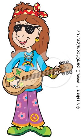 Royalty-Free (RF) Clipart Illustration of a Hippie Woman Musician by visekart