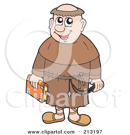 Royalty-Free (RF) Clipart Illustration of a Friendly Monk Carrying A Bible by visekart