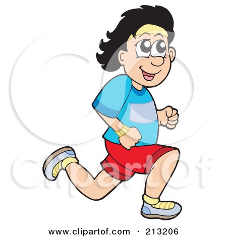 Royalty-Free (RF) Clipart Illustration of a Man Smiling And Jogging by visekart