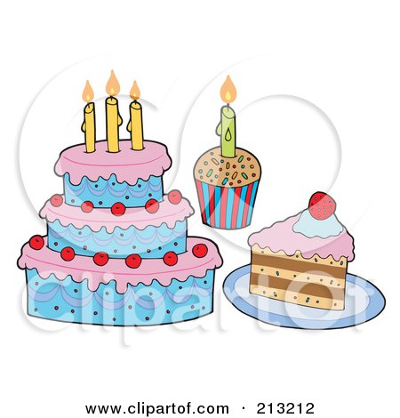 Royalty-Free (RF) Clipart Illustration of a Digital Collage Of Birthday Cakes by visekart
