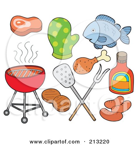 Royalty-Free (RF) Clipart Illustration of a digital collage of bbq items by visekart