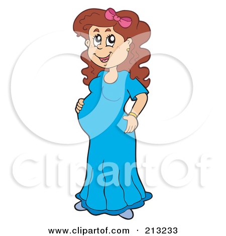 Royalty-Free (RF) Clipart Illustration of a Pregnant Woman In A Blue Dress by visekart