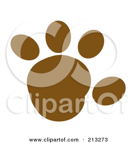 Royalty-Free (RF) Clipart Illustration of a Brown Rounded Paw Print by Hit Toon