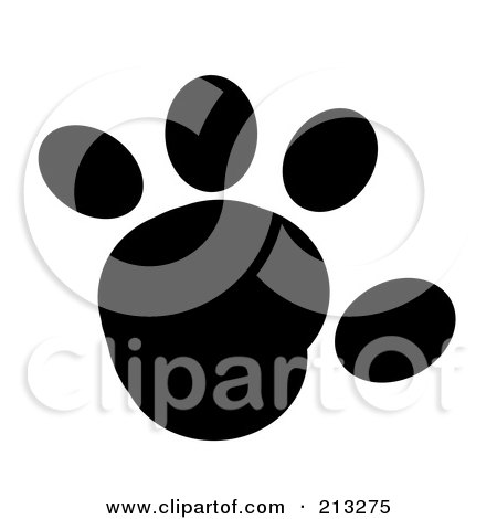 Royalty-Free (RF) Clipart Illustration of a Black Rounded Paw Print by Hit Toon