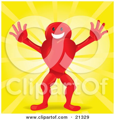 Clipart Illustration of a Happy Smiling Red Heart Character Holding His Arms Out by Paulo Resende