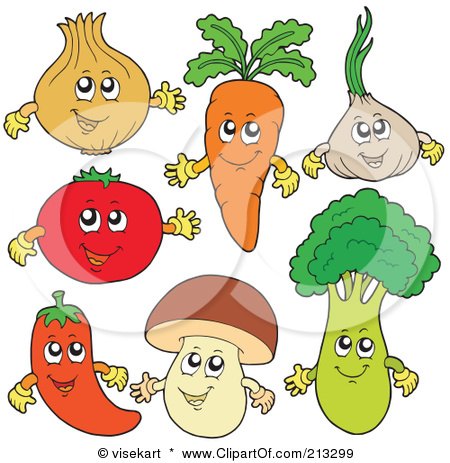 Royalty-Free (RF) Clipart Illustration of a Digital Collage Of Healthy Veggie Characters by visekart