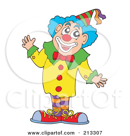 Royalty-Free (RF) Clipart Illustration of a Happy Clown Waving by visekart