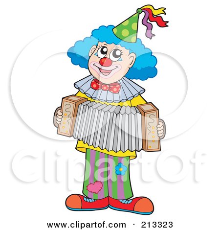 Royalty-Free (RF) Clipart Illustration of a Happy Clown Playing An Accordion by visekart