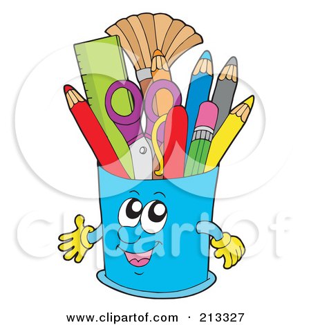 Royalty-Free (RF) Clipart Illustration of a Happy Pencil Cup by visekart
