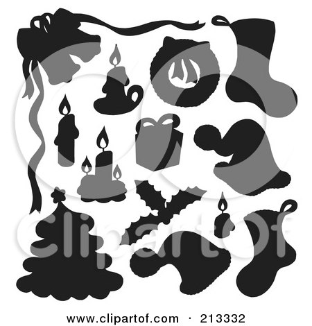 Royalty-Free (RF) Clipart Illustration of a Digital Collage Of Silhouetted Christmas Items - 1 by visekart