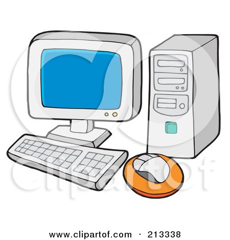 Royalty-Free (RF) Clipart Illustration of a PC With A Blank Blue Screen by visekart