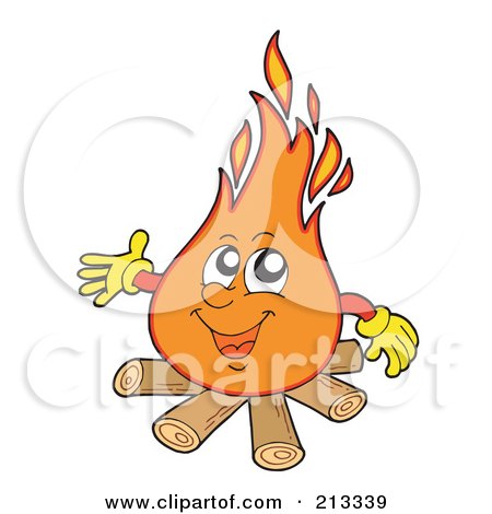 Royalty-Free (RF) Clipart Illustration of a Friendly Burning Campfire ...