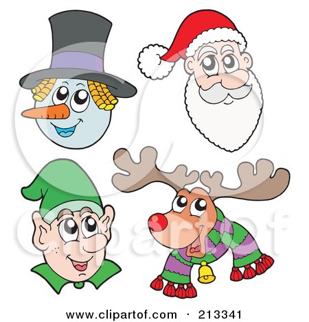 Royalty-Free (RF) Clipart Illustration of a Digital Collage Of Christmas Faces by visekart