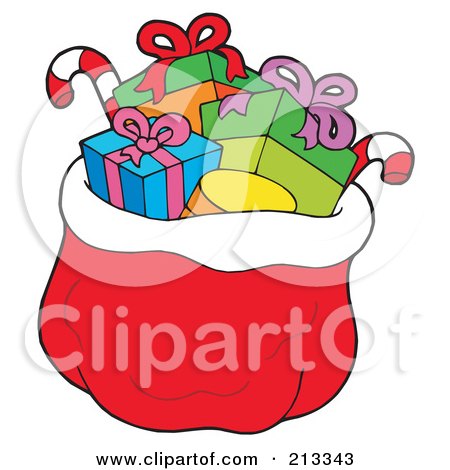 Royalty-Free (RF) Clipart Illustration of a Red Santa Sack Of Toys by visekart