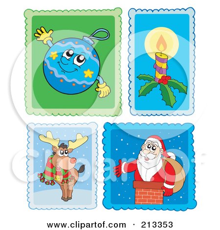 Royalty-Free (RF) Clipart Illustration of a Digital Collage Of Christmas Stamps - 2 by visekart