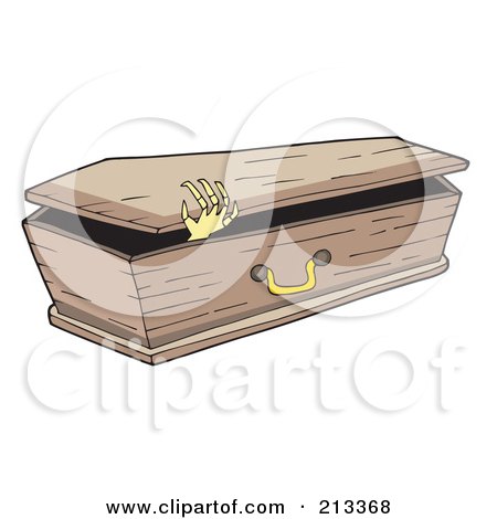 Royalty-Free (RF) Clipart Illustration of a Sketal Hand Opening A Coffin by visekart