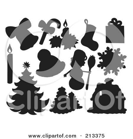 Royalty-Free (RF) Clipart Illustration of a Digital Collage Of Silhouetted Christmas Items - 2 by visekart