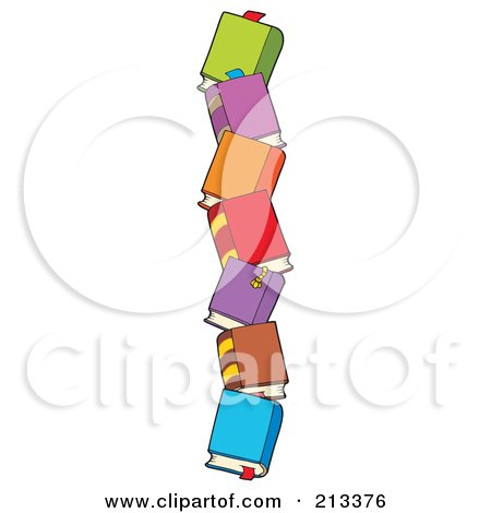 Royalty-Free (RF) Clipart Illustration of a Stack Of Colorful Text Books by visekart