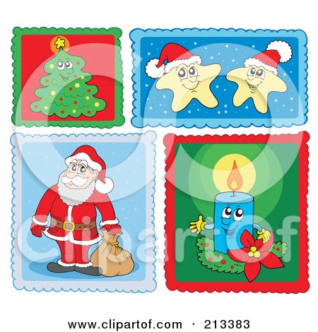 Royalty-Free (RF) Clipart Illustration of a Digital Collage Of Christmas Stamps - 1 by visekart