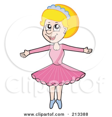 Royalty-Free (RF) Clipart Illustration of a Blond Ballerina In A Pink Dress And Tiara by visekart