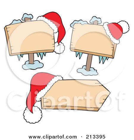 Royalty-Free (RF) Clipart Illustration of a Digital Collage Of Three Blank Christmas Signs by visekart