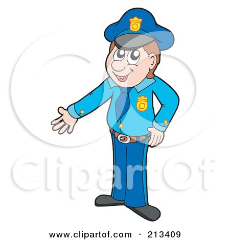 Royalty-Free (RF) Clipart Illustration of a Male Police Officer Presenting by visekart