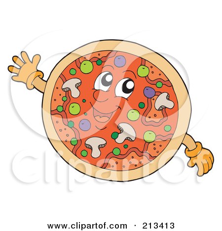 Royalty-Free (RF) Clipart Illustration of a Happy Supreme Pizza by visekart
