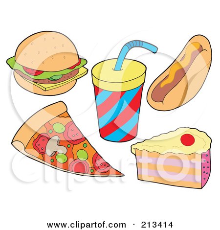 Royalty-Free (RF) Clipart Illustration of a Digital Collage Of Food Items - 3 by visekart