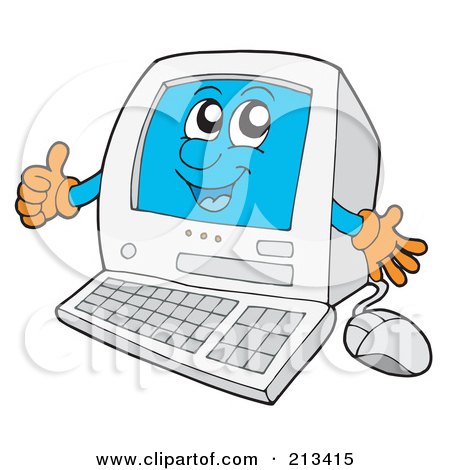 Royalty-Free (RF) Clipart Illustration of a PC Character Holding A Thumb Up by visekart