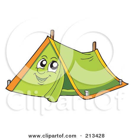 Royalty-Free (RF) Clipart Illustration of a Green Tent Character by visekart