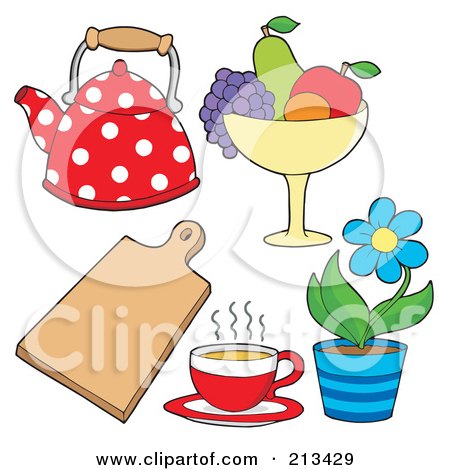 Royalty-Free (RF) Clipart Illustration of a Digital Collage Of Kitchen Items - 3 by visekart