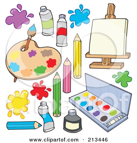 Royalty-Free (RF) Clipart Illustration of a Digital Collage Of Art Items by visekart