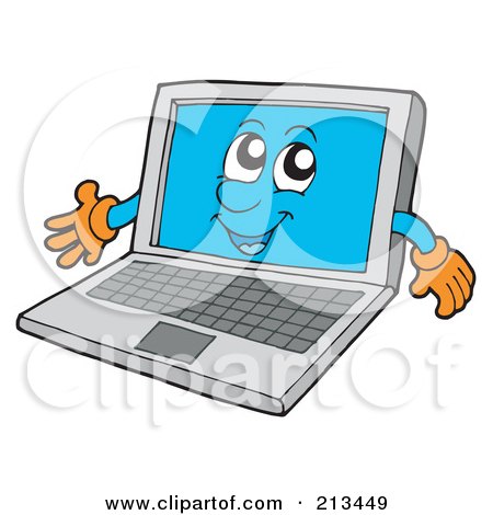Royalty-Free (RF) Clipart Illustration of a Laptop Character Presenting by visekart