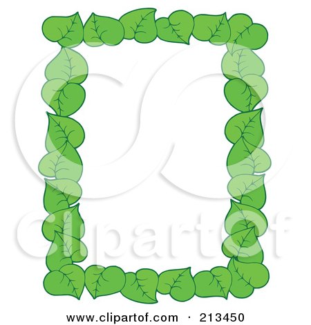 Royalty-Free (RF) Clipart Illustration of a Border Of Green Leaves Around White Space by visekart