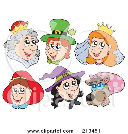 Royalty-Free (RF) Clipart Illustration of a Digital Collage Of Fairy Tale People Faces by visekart