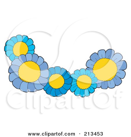 Royalty-Free (RF) Clipart Illustration of a Group Of Five Blue Flowers by visekart