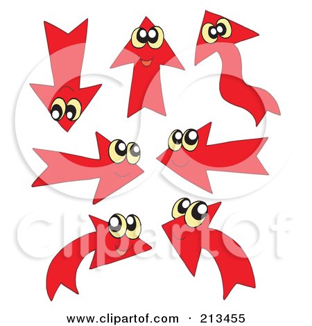Royalty-Free (RF) Clipart Illustration of a Digital Collage Of Red Arrow Characters by visekart
