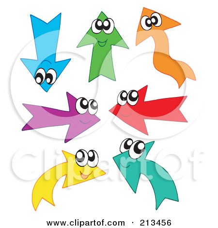 Royalty-Free (RF) Clipart Illustration of a Digital Collage Of Colorful Arrow Characters by visekart