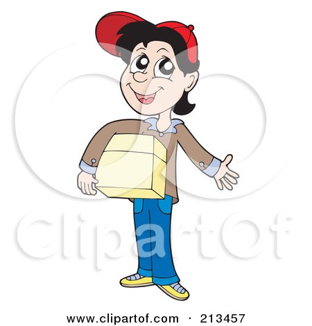 Royalty-Free (RF) Clipart Illustration of a Boy Carrying A Parcel by visekart